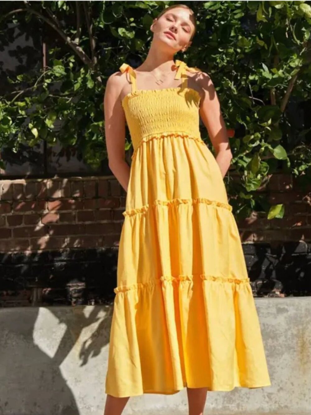 AARON AND AMBER YELLOW LINEN MAXI DRESS  MEDIUM